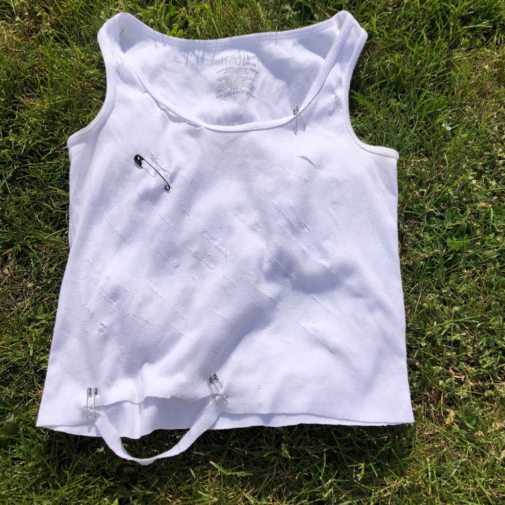 Upcycled Distressed Crop Tank
